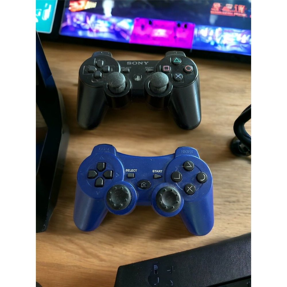 Set of 2:1-OEM Sony PlayStation 3 Controller CECH-ZC1U PS3 Blk &1-Bek Design Blu